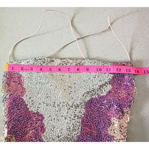 Windsor Pink Sequin Mini Dress – Criss Cross Back – Junior’s Size Small - Picture 4 of 14